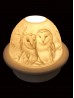 Porcelain Owl Candle Dome Light w/Candle Plate